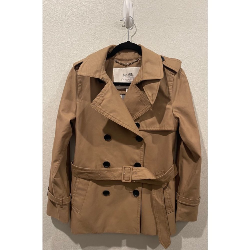 COACH Short Trench Tan Coat
